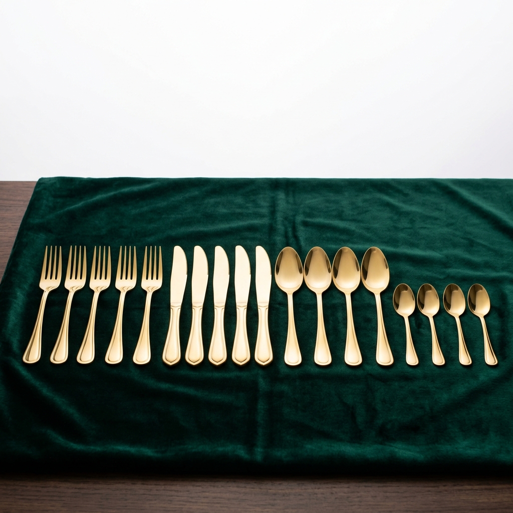 Kit 24 Talheres Dourados